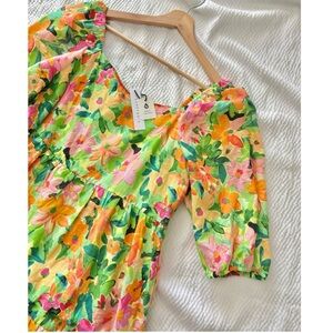 Sanctuary Floral Linen Mini Babydoll Dress